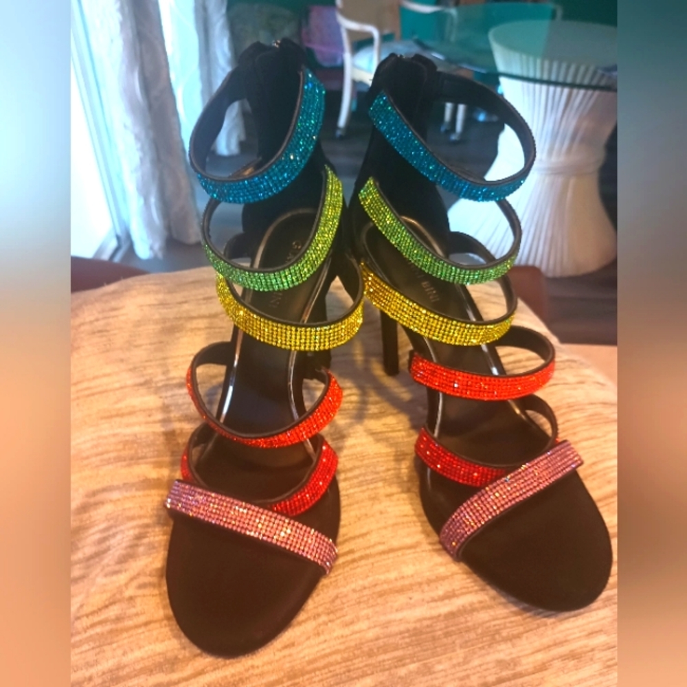 Multicolor Strappy Women's Heels